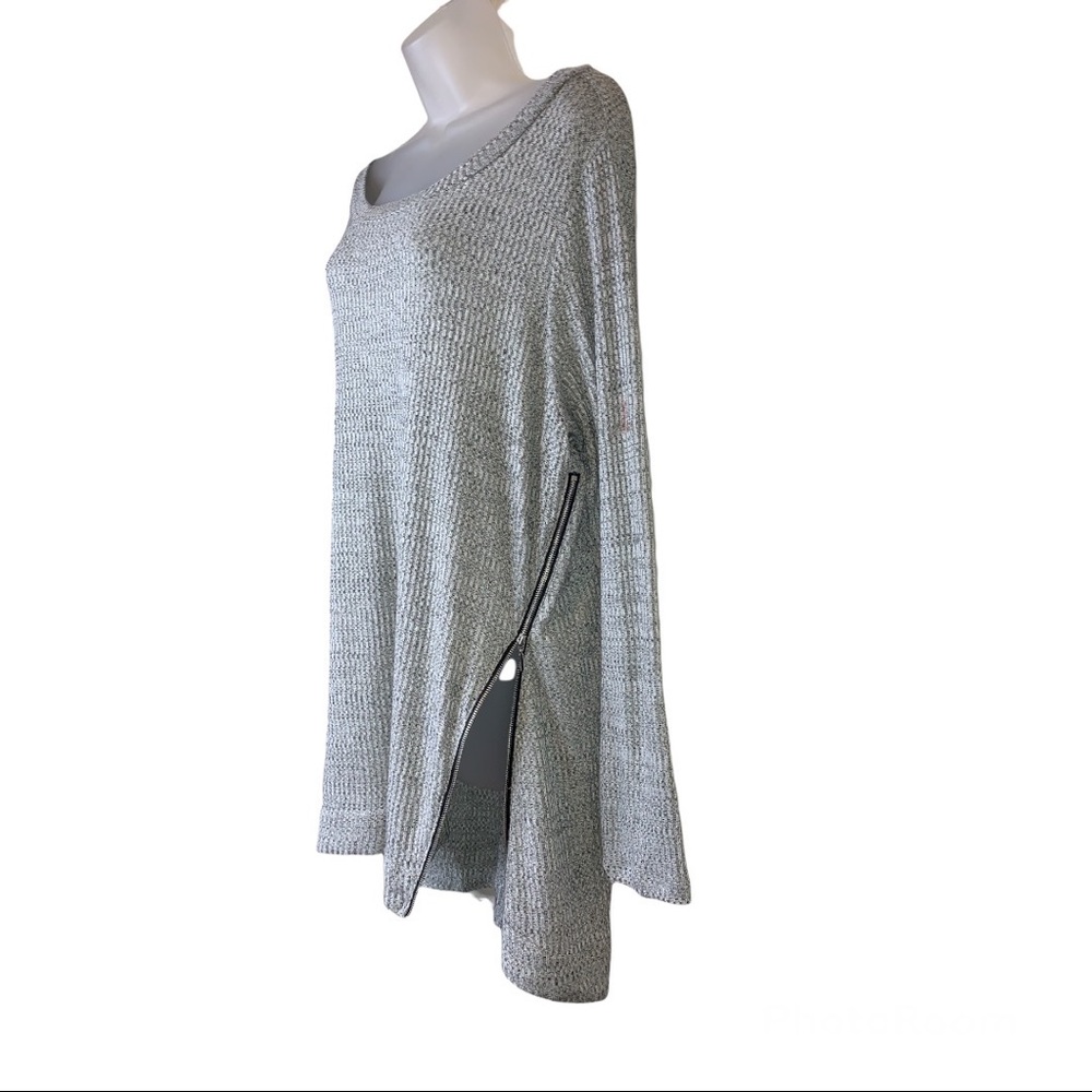 Rachel Roy Long Sleeve Zip Hem Textured High Low Pullover Sweater Top Gray 3X - Picture 5 of 13